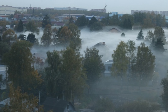 На Садовой улице стоит дымка и чувствуется запах..