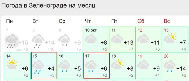 ❄В начале следующей недели в Зеленограде ожидаются заморозки и..